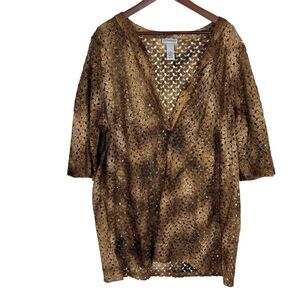 Catherine’s Brown Bronze Knit Swimsuit Cover Women’s 1X 18/20W